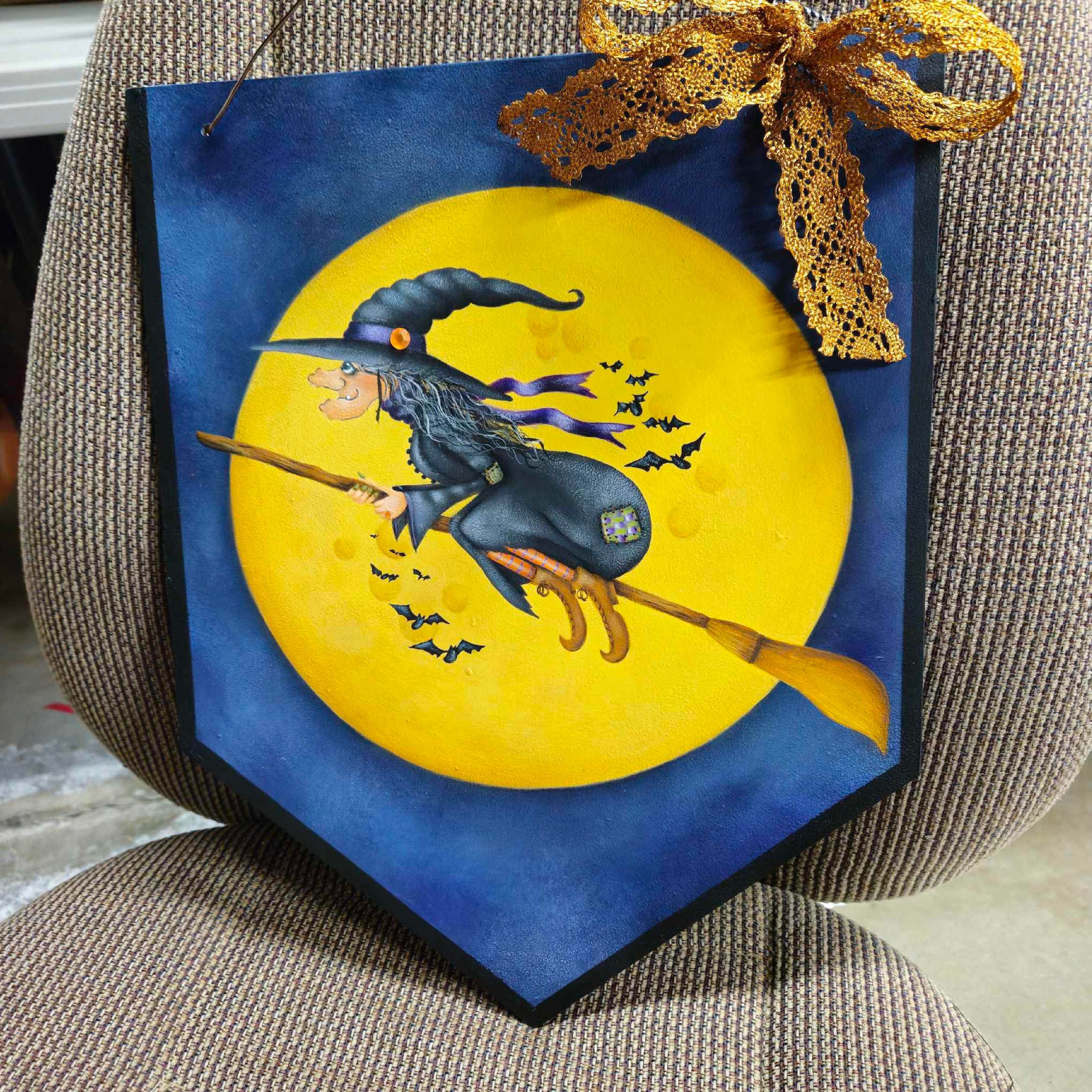 Witch on Broom Wall Hanging