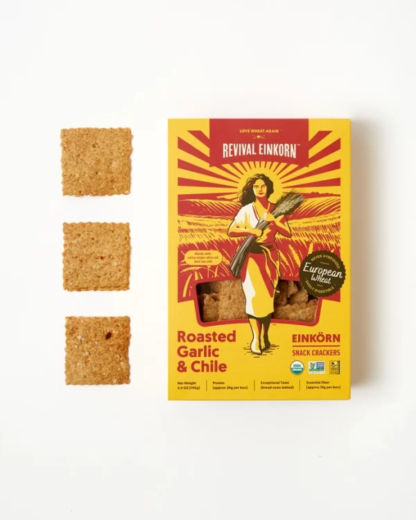 Revival Einkorn Roasted Garlic & Chile Crackers - 5.11oz