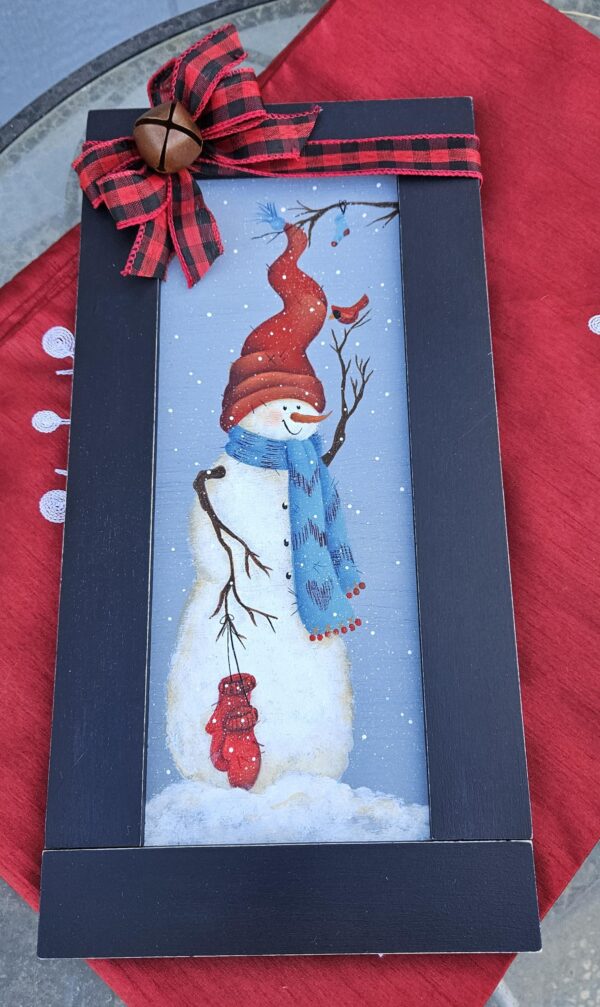Snowman with Red Cardinal
