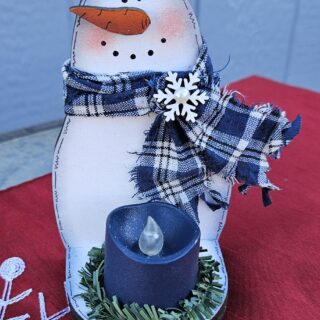 Small Snowman Tea Light Blue