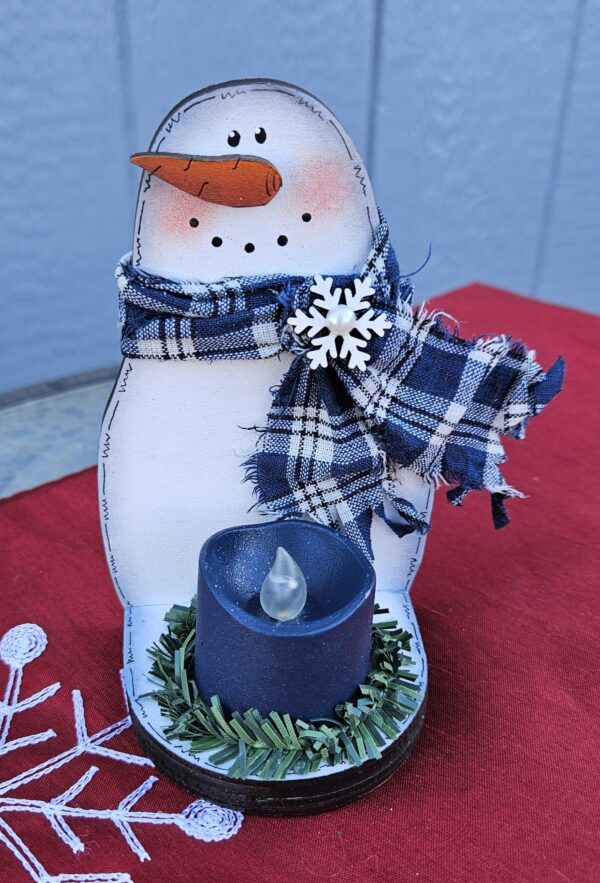 Small Snowman Tea Light Blue