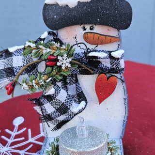 Small Snowman Tea Light Black