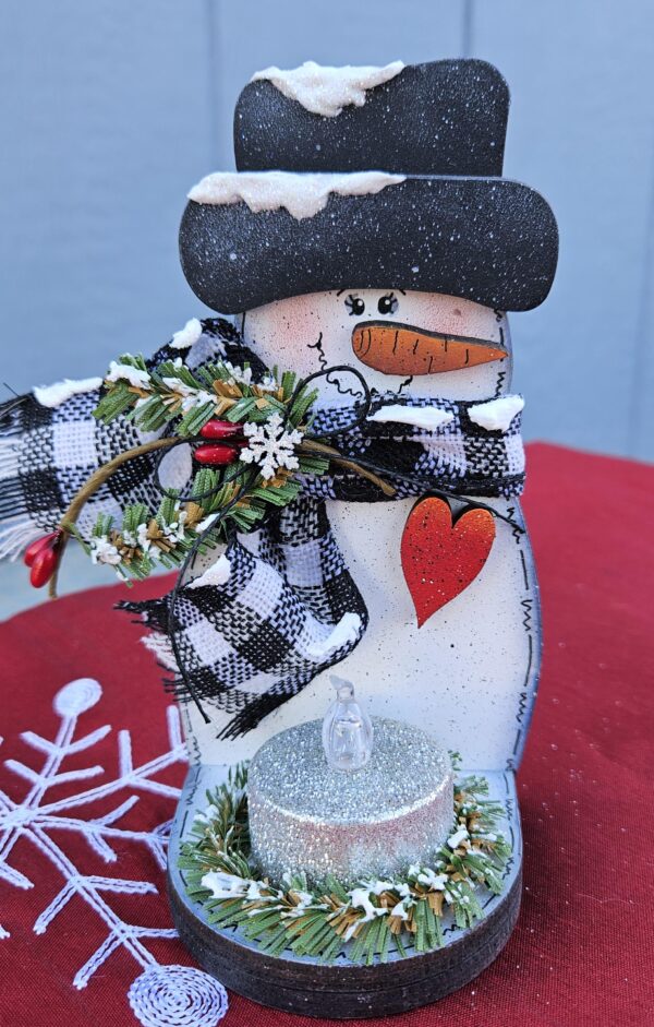 Small Snowman Tea Light Black