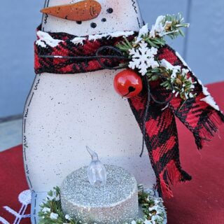 Small Snowman Tea Light Red