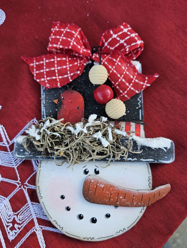 Snowman Bird Nest Hat Ornament