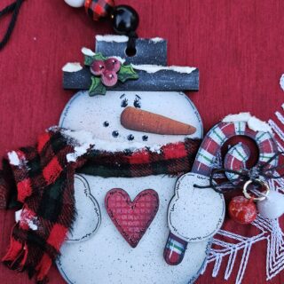 Snowman Check Scarf Ornament