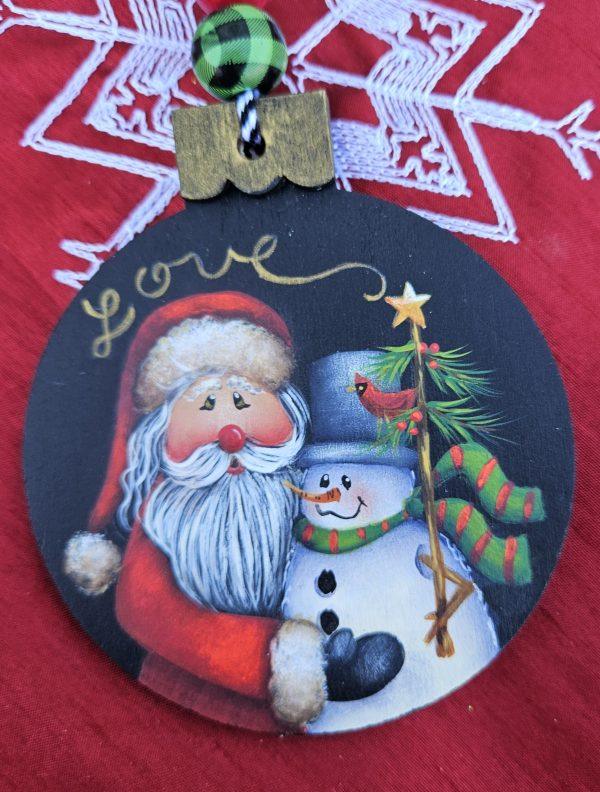 Santa Loves Snowman Ornament