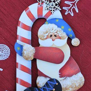 Santa Hugs Candycane Ornament