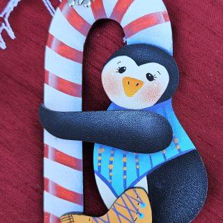 Penguin Holding Candycane Ornament