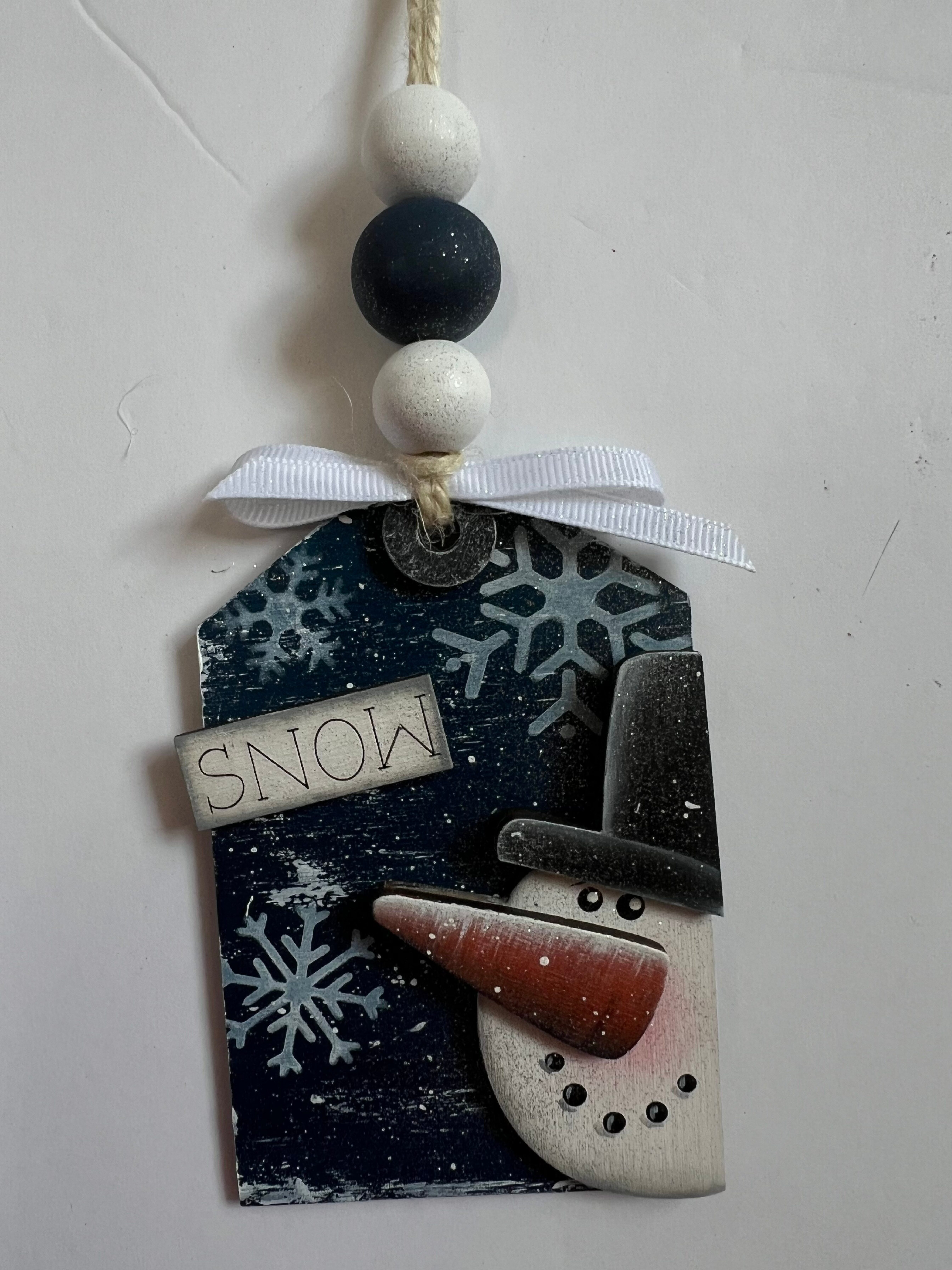 SNOW Snowman Tag Ornie