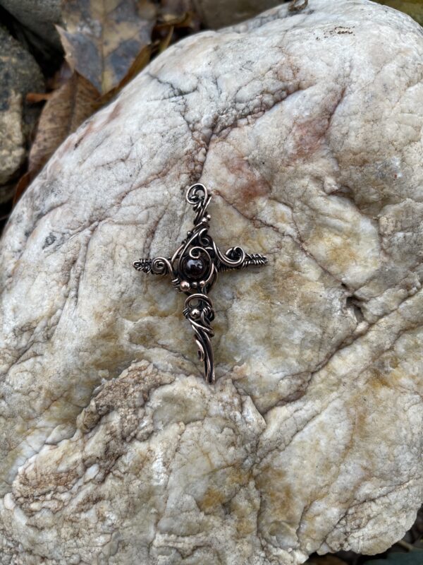 MTA - Garnet Cross Necklace